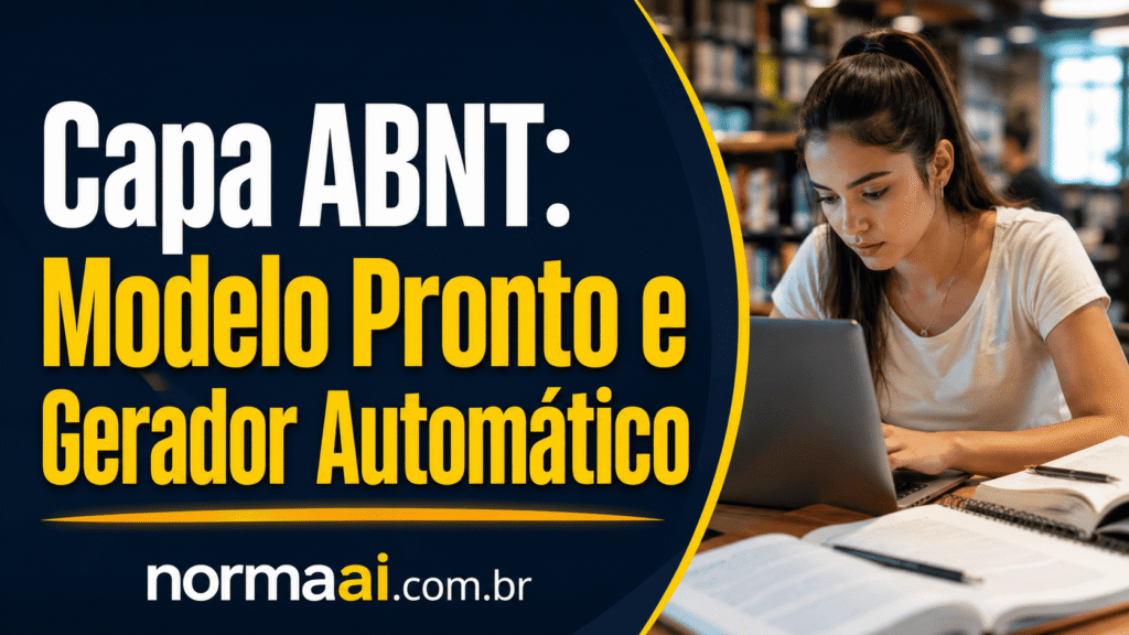 Capa ABNT: Modelo Pronto e Gerador Automático Veja como fazer capa ABNT com modelo pronto, regras certas e gerador automático para economizar horas antes da entrega.