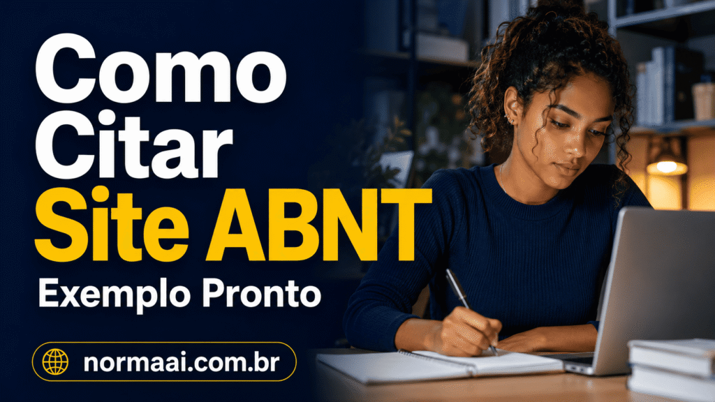 Guia prático de como citar site ABNT com exemplos prontos, citação no texto, referência online e erros para evitar. Aprenda a citar sites na ABNT com exemplo pronto e revise antes de entregar.