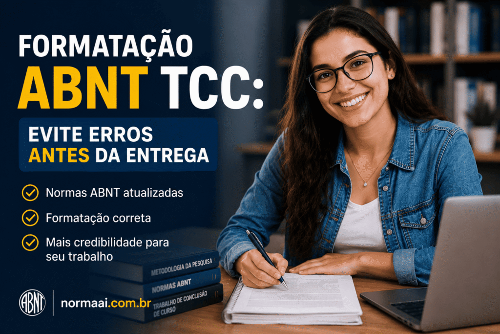 Guia prático de formatação abnt tcc com checklist, erros comuns e formatação ABNT automática para revisar antes da entrega.