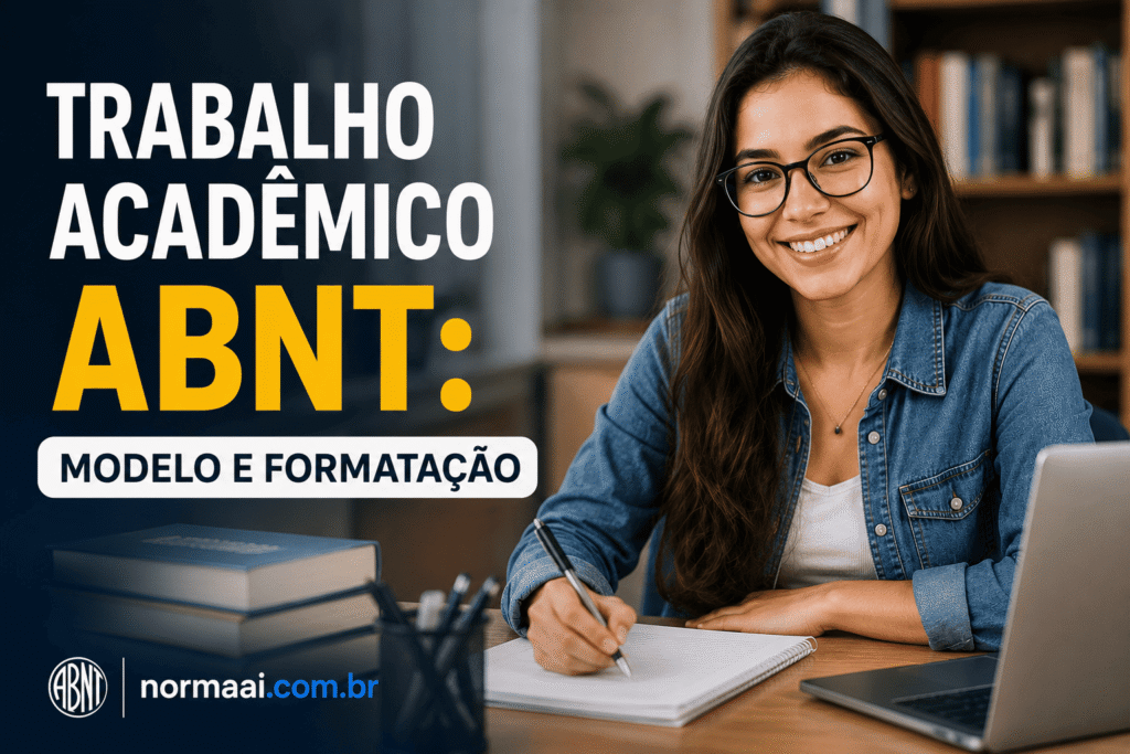 Guia prático de trabalho acadêmico ABNT com modelo, estrutura, normas atuais, erros comuns e formatação automática.