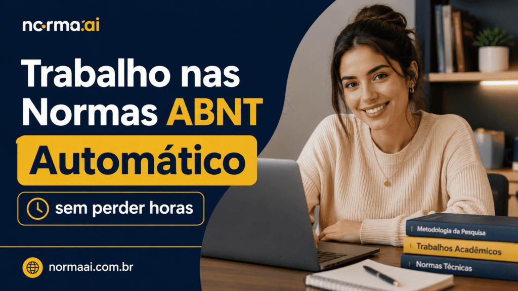 Trabalho nas Normas ABNT com passo a passo, checklist e formatação automática para revisar antes da entrega.