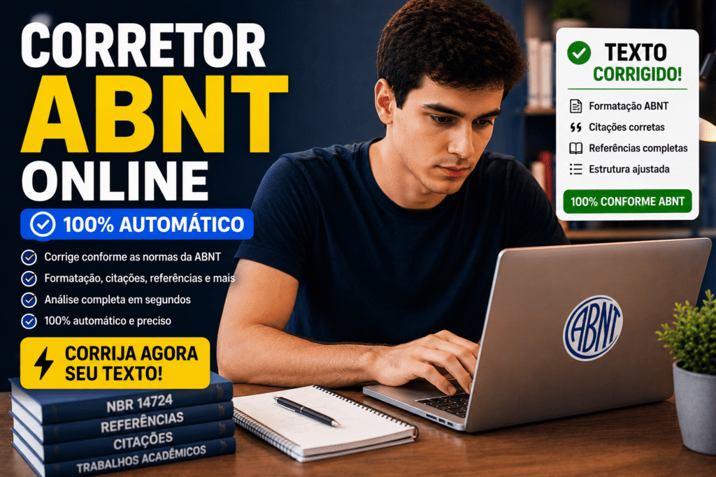 Guia prático de corretor ABNT online para ganhar tempo, corrigir erros manuais e revisar seu trabalho antes da entrega.