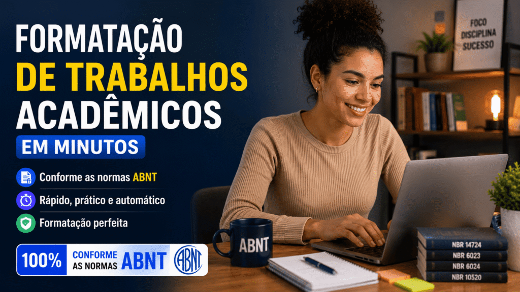 Guia prático de formatação de trabalhos acadêmicos online para ganhar tempo, evitar erros manuais e revisar antes da entrega.