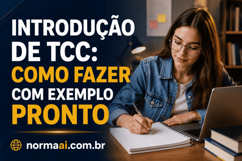 Introdução de TCC com modelo pronto, exemplo, estrutura certa, erros comuns e checklist para revisar antes da entrega.