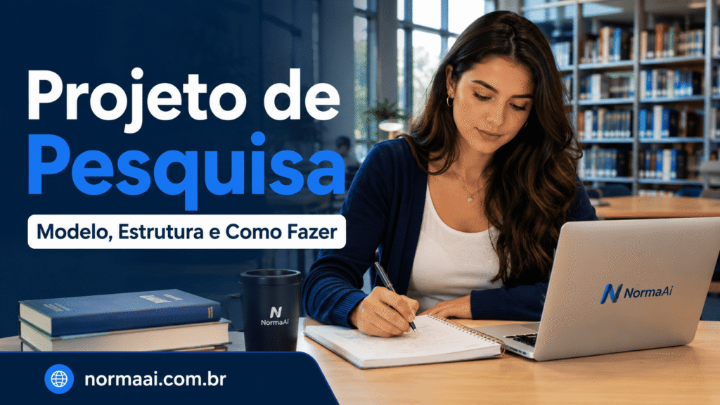 Guia prático de projeto de pesquisa com estrutura correta, modelo pronto, exemplos, erros comuns e checklist final.