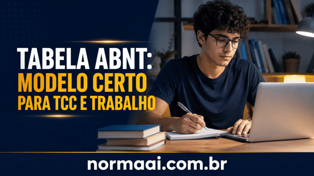 Tabela ABNT com modelo pronto, exemplo para TCC, diferença entre tabela e figura, formatação e checklist antes da entrega.
